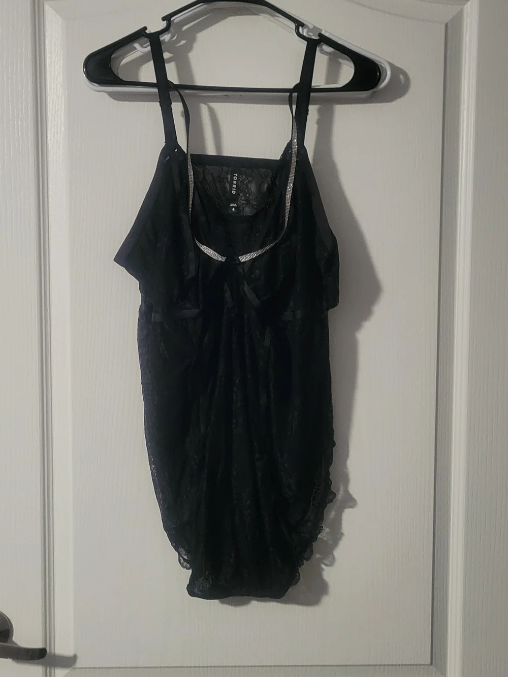torrid Black Lace Thong Bodysuit with Diamond Straps